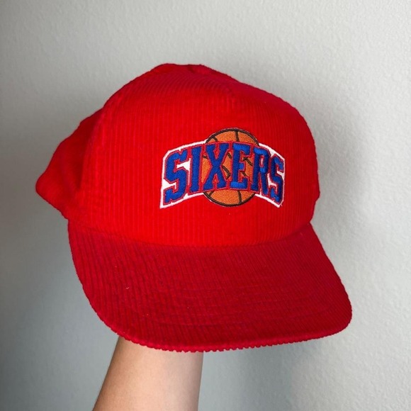 NBA Other - Vintage Red corduroy Philadelphia 76ers hat
